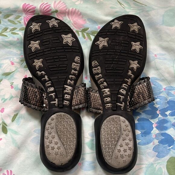 Stuart Weitzman T Strap Thong Sandals Metal - 7.5 - Picture 13 of 13